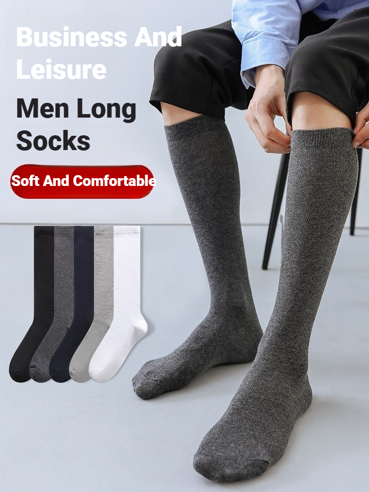 Dress Sock Men - 1 Pair Men Solid Knee High