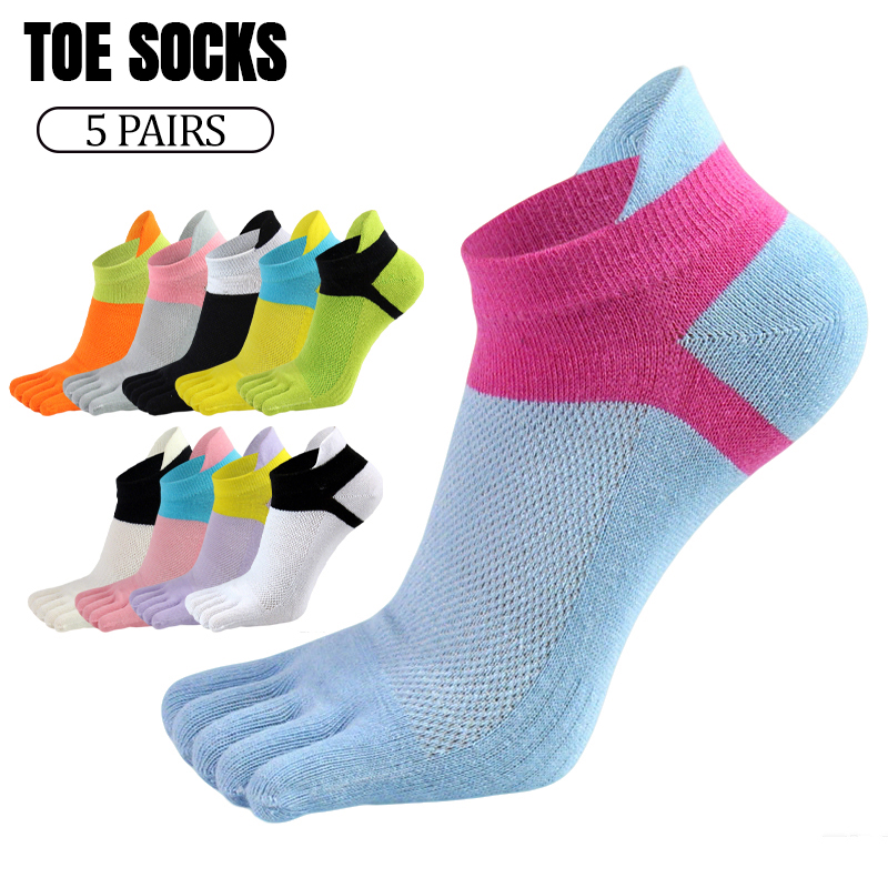 Ankle Sock Low Cut - 5 Pairs Women Five Toe Socks